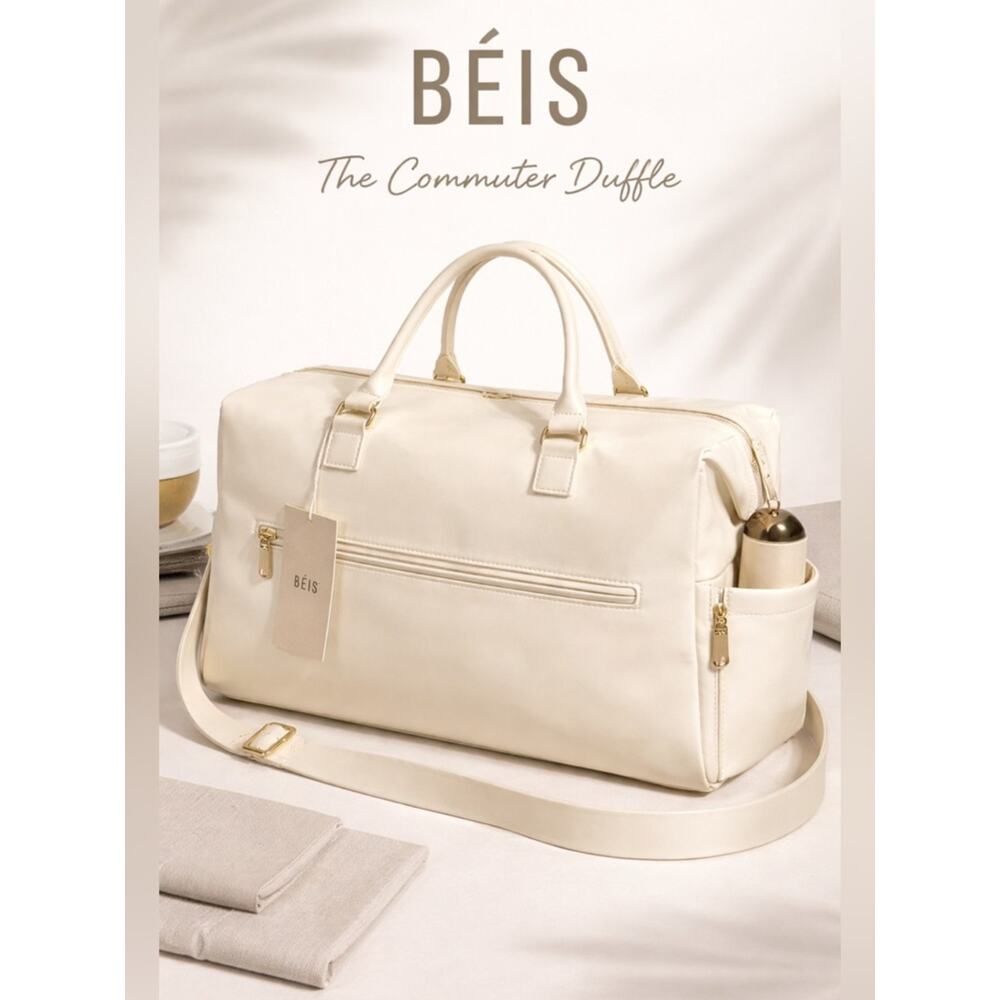 BÉIS The Commuter Duffle in Cream